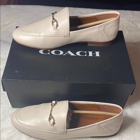 Coach Haley Chalk Leather Loafers with Gold Accent 10 - Picture 5 of 11